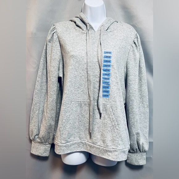 NWT Women's‎ Members Mark Puff Sleeve Fashion Hoodie Size Large Gray - Picture 1 of 7